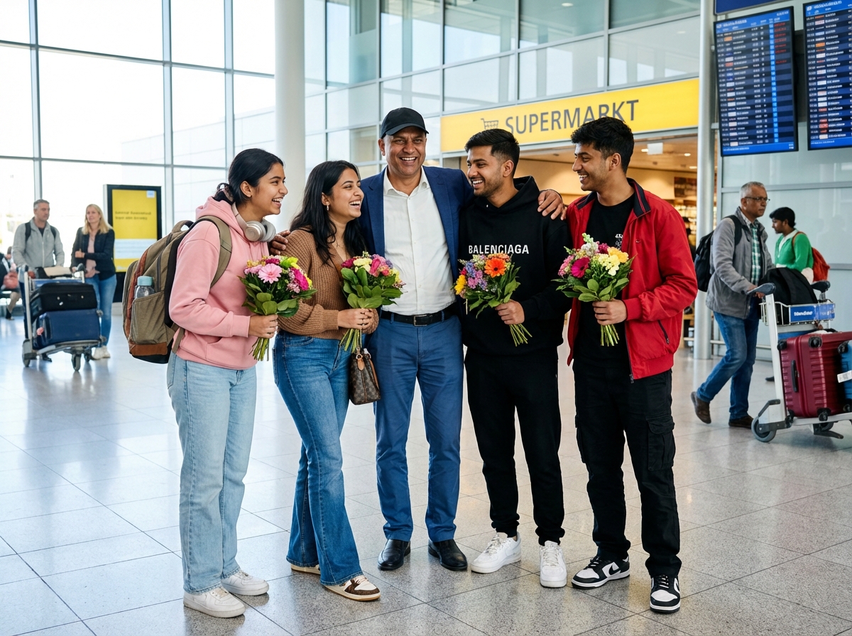 Indian family arrives in Germany