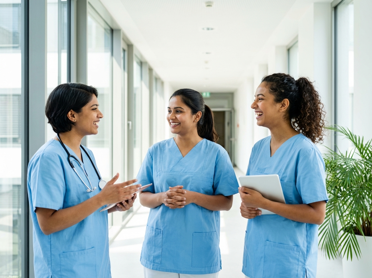 Nurses laughing together